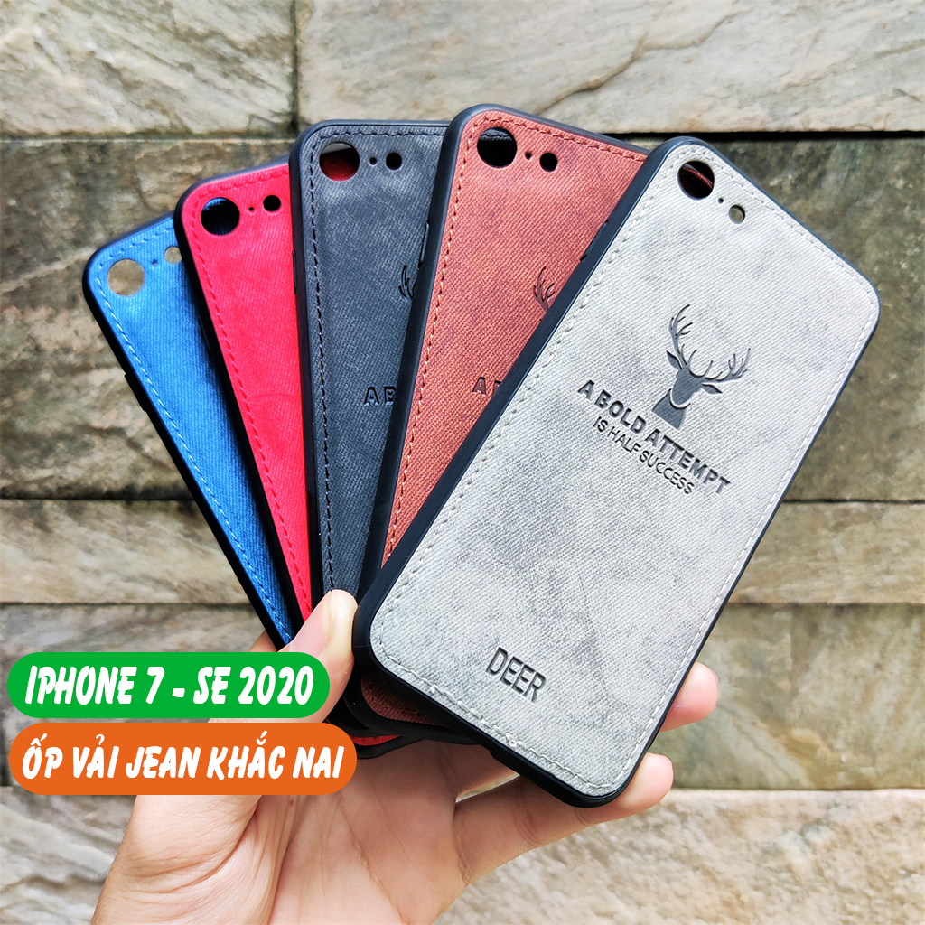 Ốp lưng iphone 7, 8, SE 2020 chống vân tay bảo vệ camera vải khắc 3d nai phụ kiện điện thoại huỳnh tân store