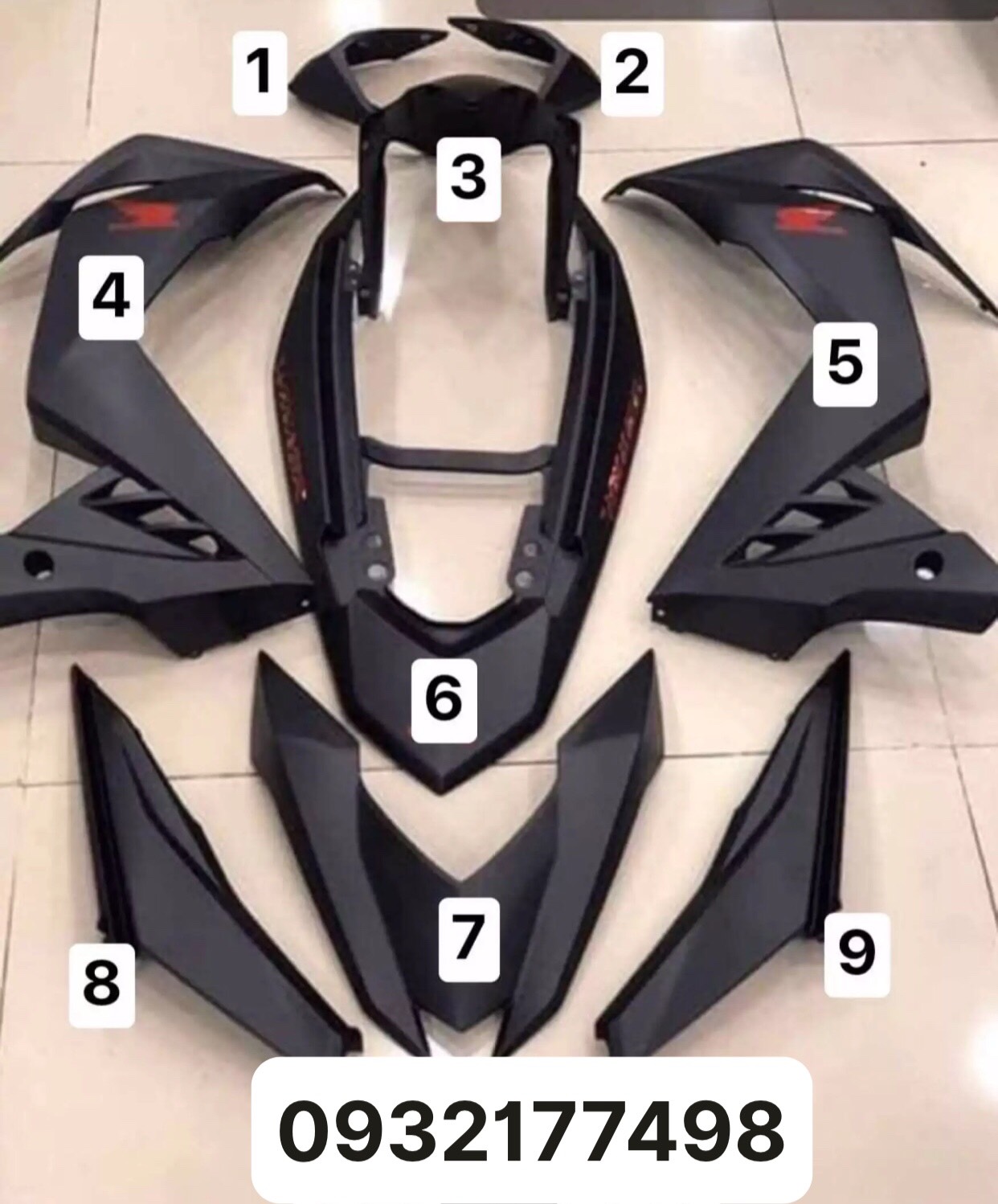 Dàn áo winner v1 đen nhám tem đỏ zin hãng honda