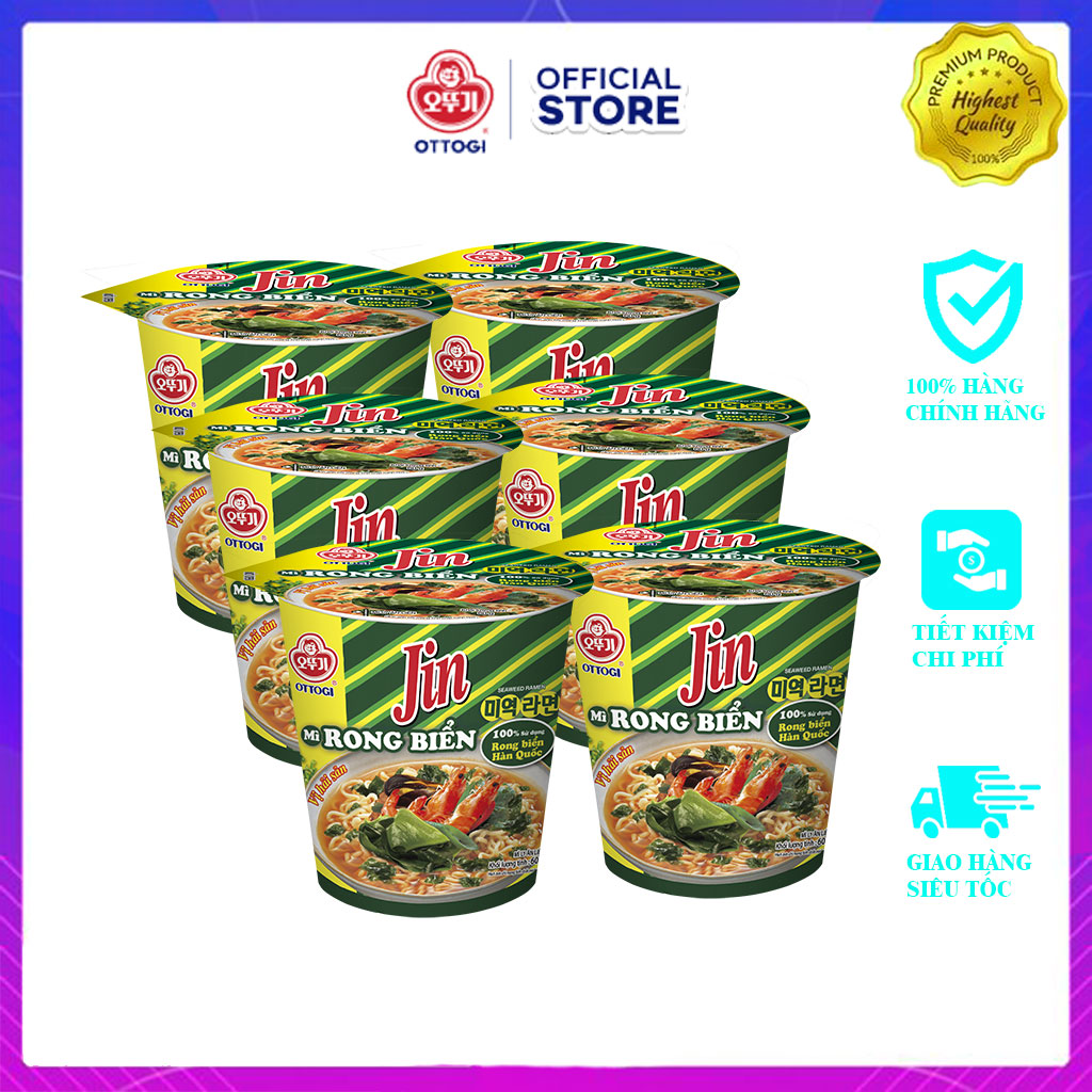 Combo 6 Ly Mì Rong Biển Ottogi Vị Hải Sản 60g
