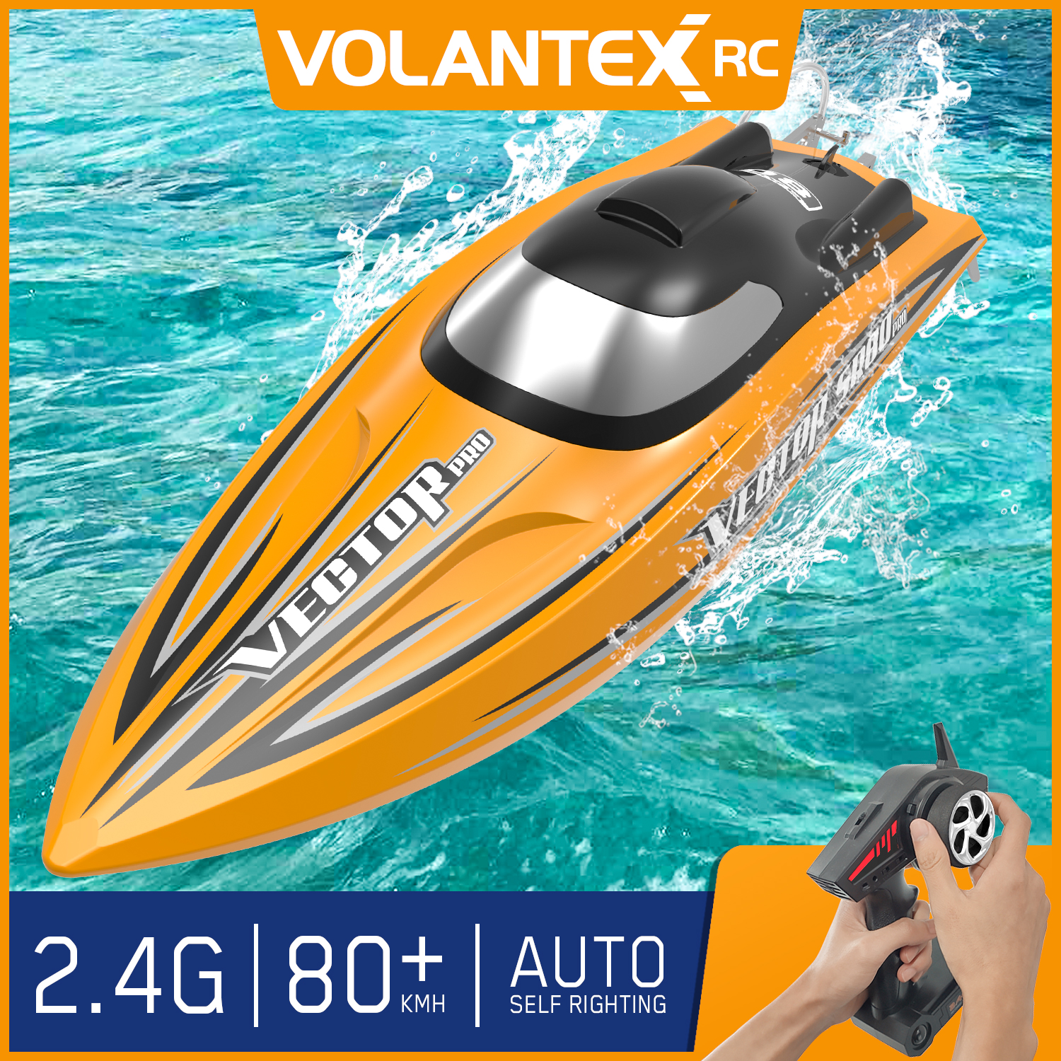 Volantex RC Boat VectorSR80 Pro 2.4GHz High Speed 80km/h Brushless Radio Controlled Racing Boat Remote Control Boats for Pools and Lakes ราคา 7,103 บาท*ส่งฟรี