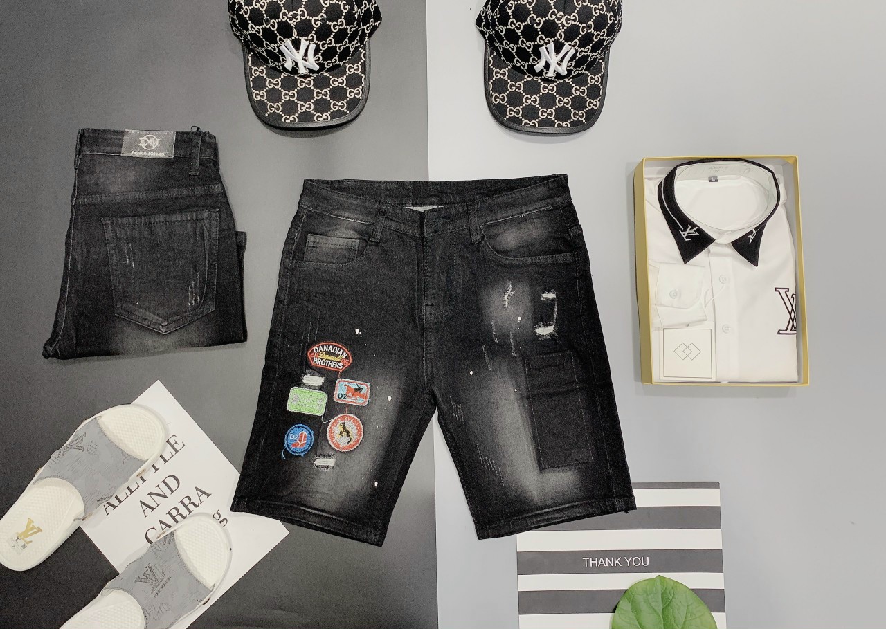 Quần short jean nam đen rách DSQ thêu logo mải dày co dãn form đep mẫu mới nhất cao cấp NAM FASHION