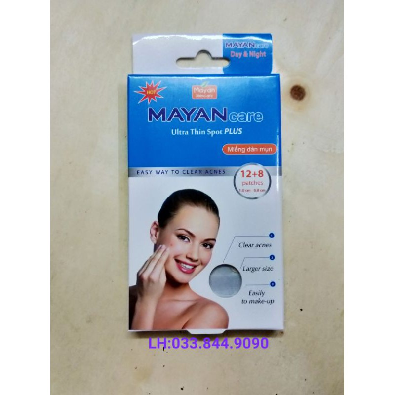Miếng dán mụn mayan care xanh 12+8