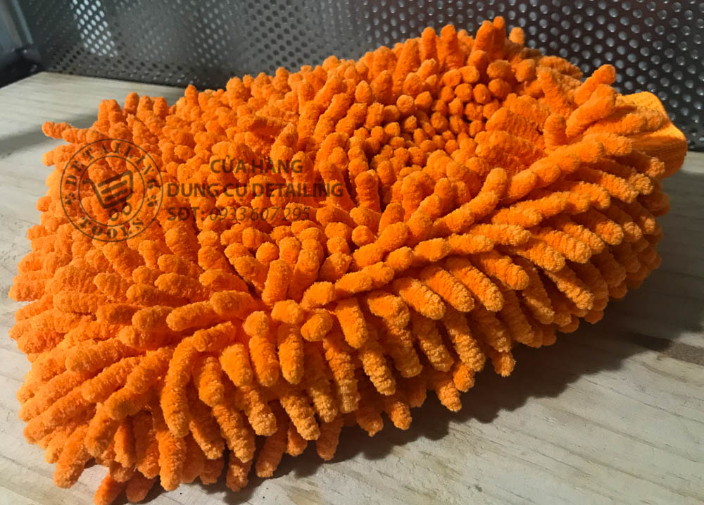Găng tay lau lườn xe Sợi Microfiber San Hô, Bông rửa xe