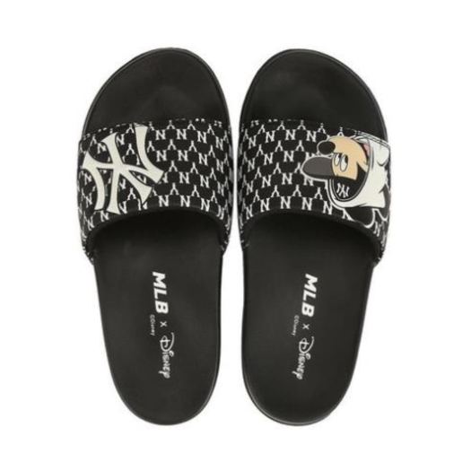 ☬✓ Dép Quai Ngang Mlb Mickey Đen Ny Dép mlb mickey siêu êm chân bản giới hạn full size nam nữ
