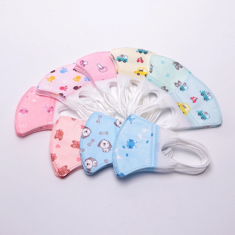 Set 20/50 Khẩu trang 3D nhiều hình hàng xuất an toàn cho bé từ 6 tháng đến 10 tuổi