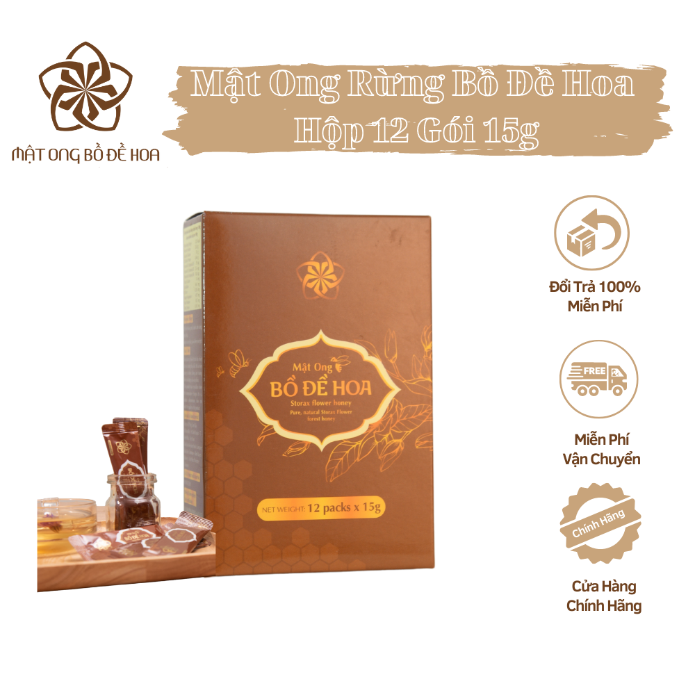 Sp3 hộp mật ong nguyên chất - mật ong rừng hoa bồ đề tự nhiên nguyên chất hộp 12 gói x 15g