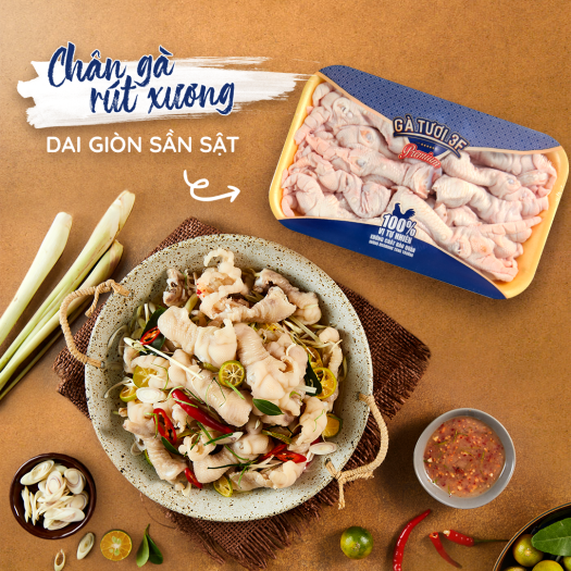 3F Chân gà rút xương 450 - 500g tươi [HCM] - Dai giòn sần sật, chân còn gân loại 1