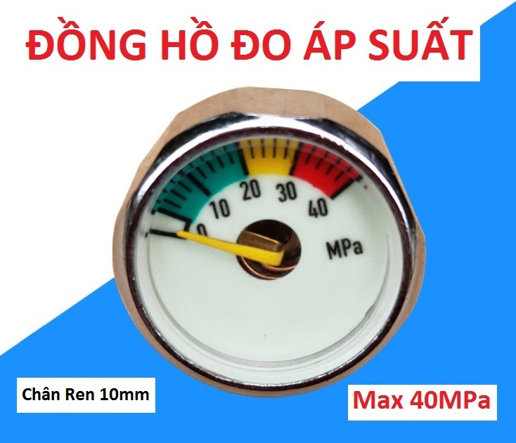 Đồng hồ đo áp suất chân 10 - 40mpa - chân ren 10mm, đồng hồ đo khí nén, đồng hồ áp, đồng hồ áp suất, đồng hồ cao áp, đồng hồ đo áp suất khí nén pkb