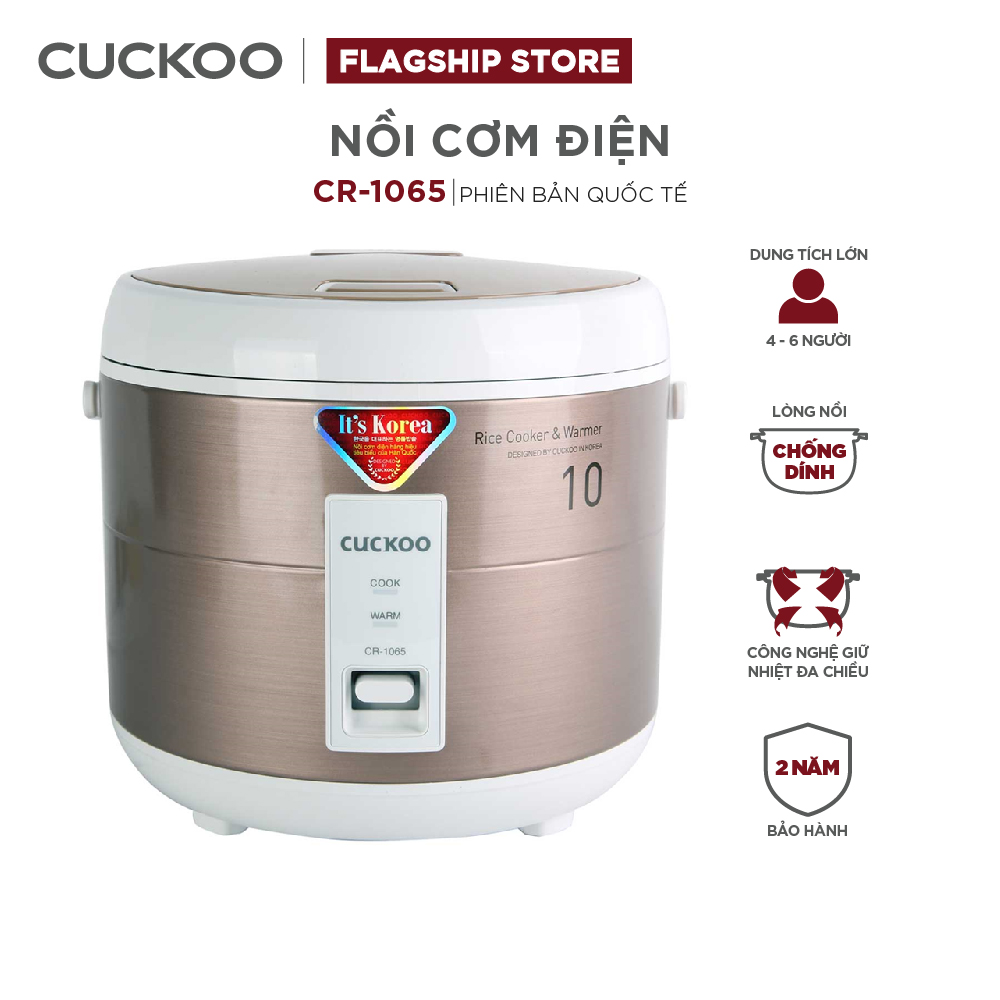 Nồi cơm điện Cuckoo 1.8L CR-1065 - Giữ ấm tối đa lòng nồi chống dính  - Hàng chính hãng Cuckoo Vina