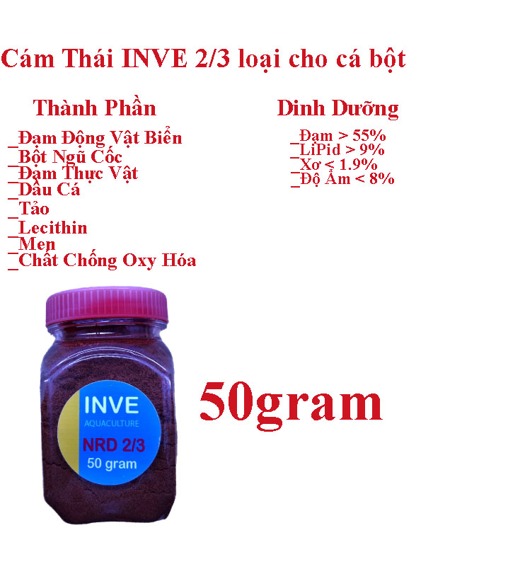 Cám INVE 2/3 Thái Lan, Thức ăn cá 7 màu đến từ Thái Lan