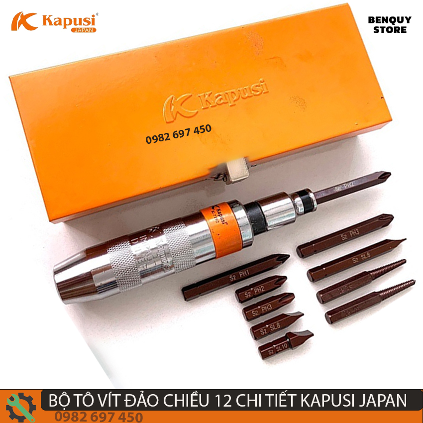 Bộ tô vít đảo chiều 12 chi tiết đa năng kapusi japan k - 7193. bộ tô vít đóng công nghệ nhật bản.