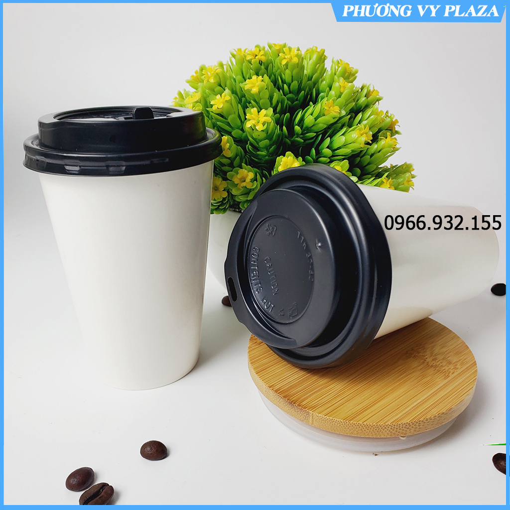 50 cốc giấy 360ml - 12oz kèm nắp, ly giấy nhập khẩu hàn quốc