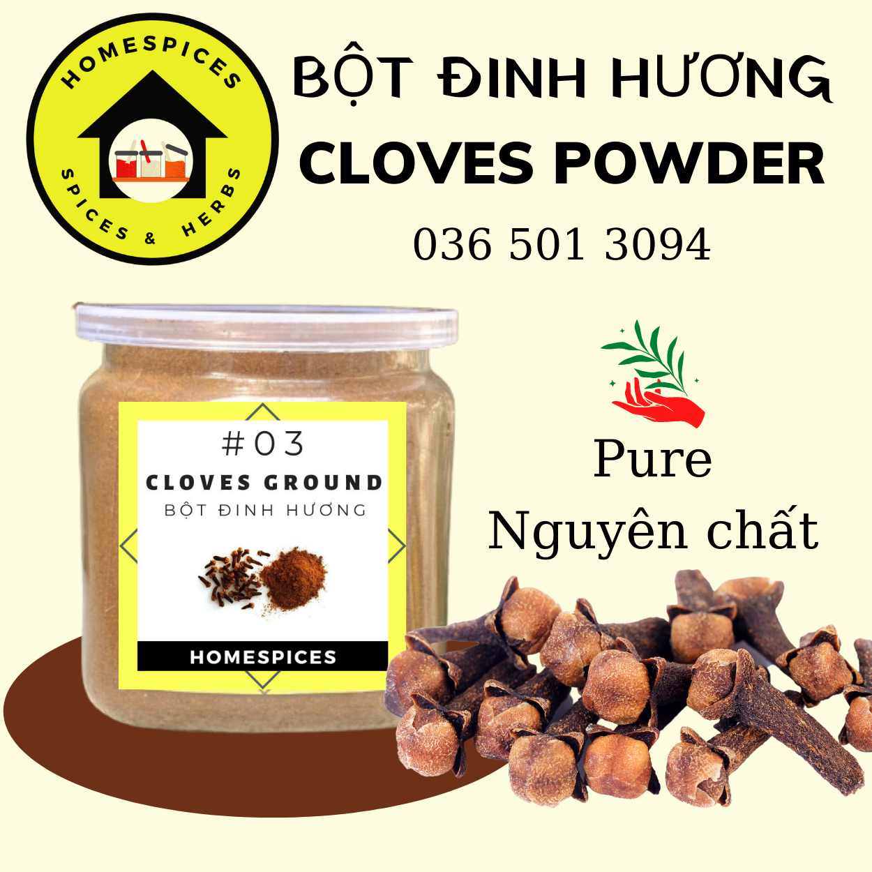 Bột Nụ Đinh Hương Indonesia -  Cloves ground nguyên chất thơm mịn Homespices Gia vị của mọi nhà - Bột đinh hương - Cloves powder - sale 49k