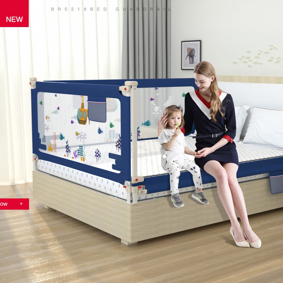 Thanh chắn giường cho bé, hàng rào giường trẻ em KidAndMom BR02 đô cao điều chỉnh 75-105cm chống kẹt, 24 nắc điều chỉnh