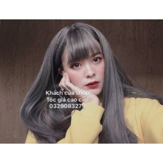 Tóc Giả Nữ Đẹp 💖FREESHIP💖 Tóc Giả Nguyên Đầu Thẳng Màu Xám Lạnh