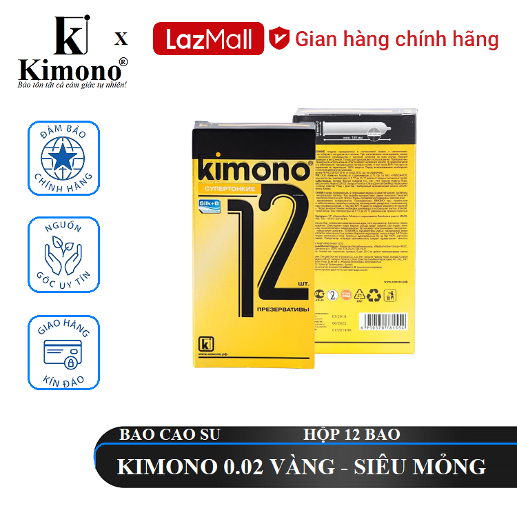Bao cao su kimono 0.02 siêu mỏng 12 bao.