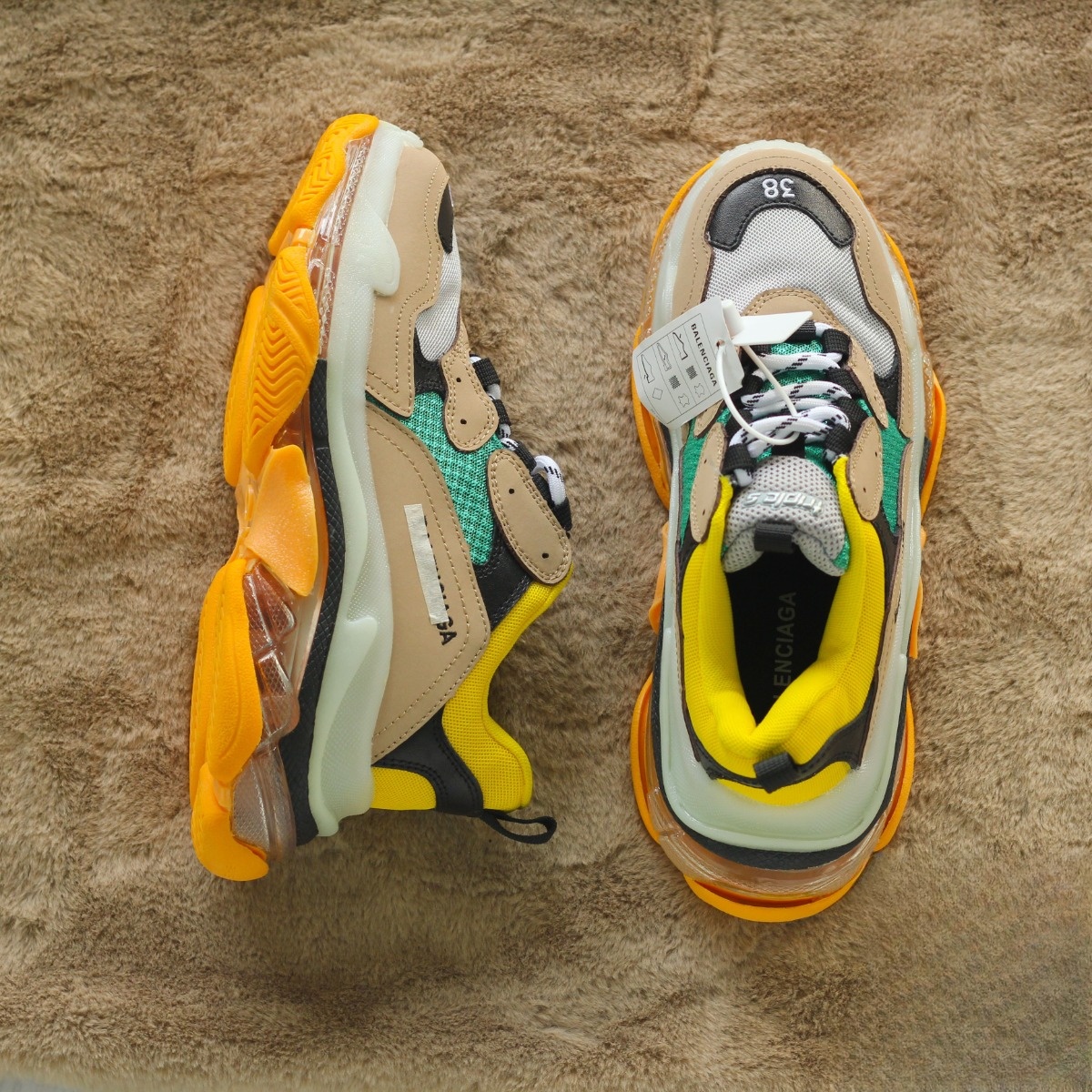 Giày thể thao nam nữ sneaker balen đế khí xanh vàng