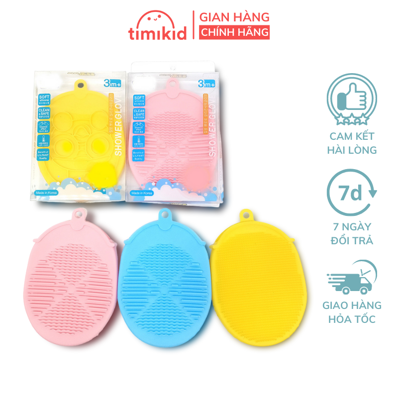 Dụng Cụ Tắm Gội Kỳ Lưng Silicon 2 in1 Cho Bé Thương Hiệu Pororo Hàn Quốc - Timikid Store - dụng cụ tắm cho bé, kỳ lưng cho bé