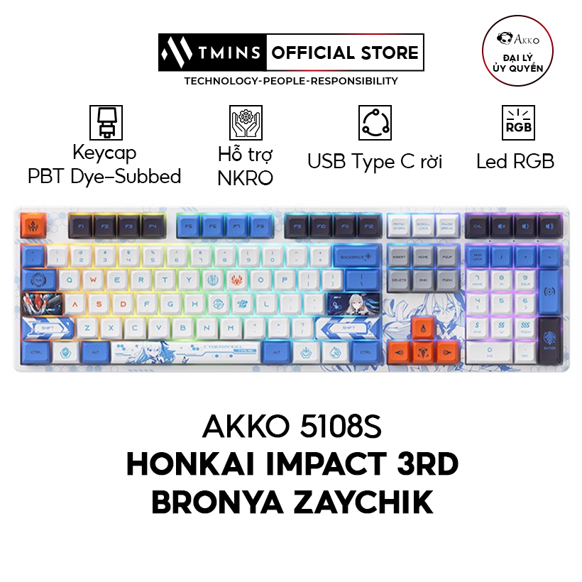 Bàn phím cơ akko 5108s honkai impact 3rd – bronya zaychik