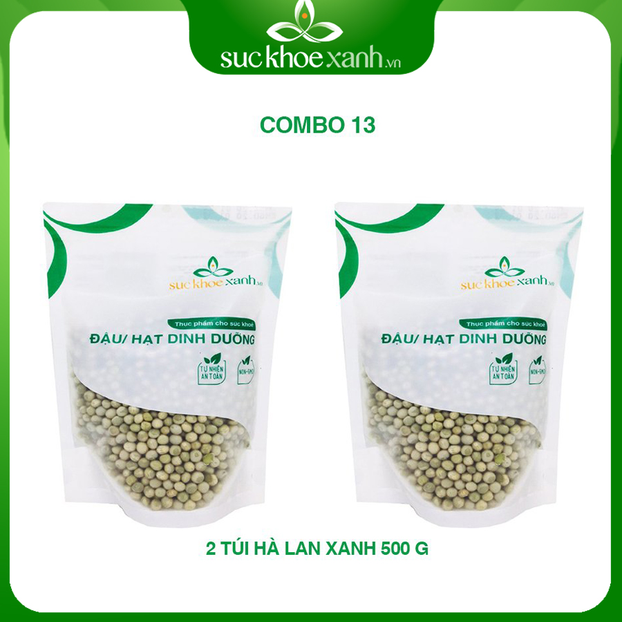 Combo 2 túi đậu hà lan xanh Sức Khỏe Xanh - 500g/túi - Nhập khẩu Canada/Mỹ chính hãng