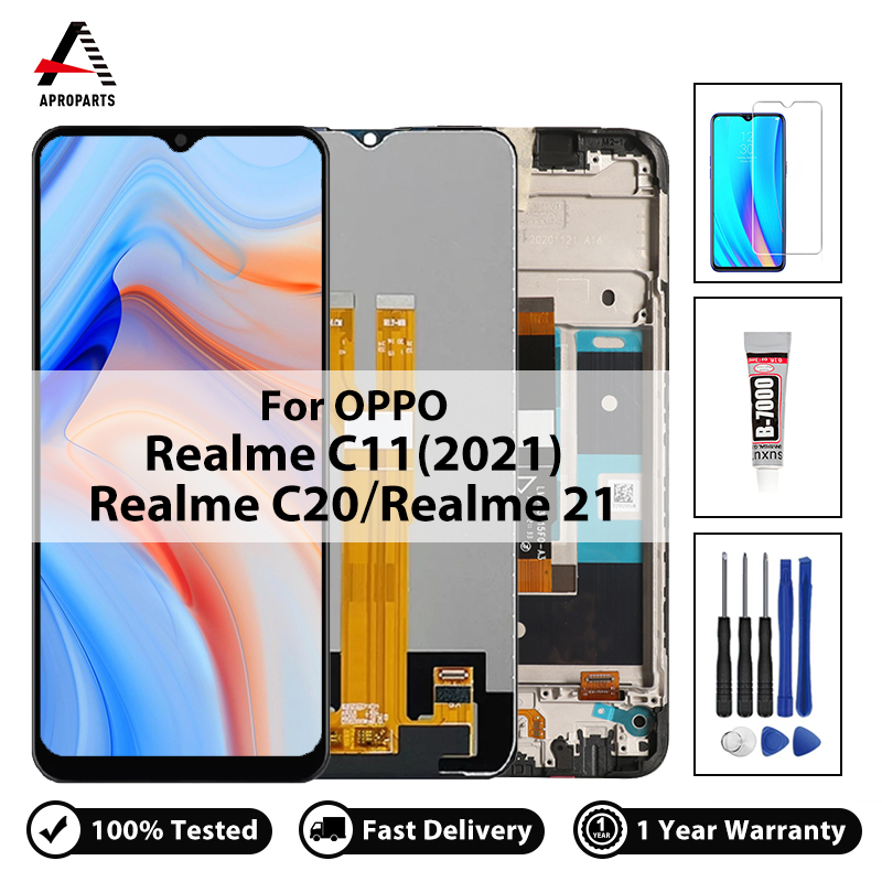 Bộ lắp ráp cảm ứng số hóa màn hình hiển thị lcd cho oppo realme c11 rmx2185/c12 rmx2189 đã thử nghiệm 100% cho realme c15 rmx2180 với khung thay thế bằng công cụ miễn phí