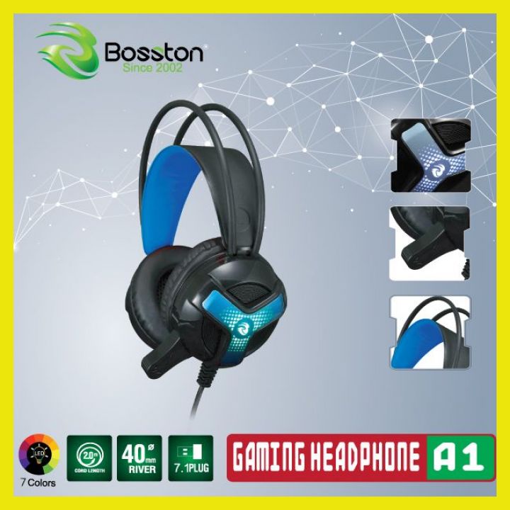 Tai nghe chụp tai có dây bosston gaming a1, tai nghe gaming led có dây cho pc máy tính