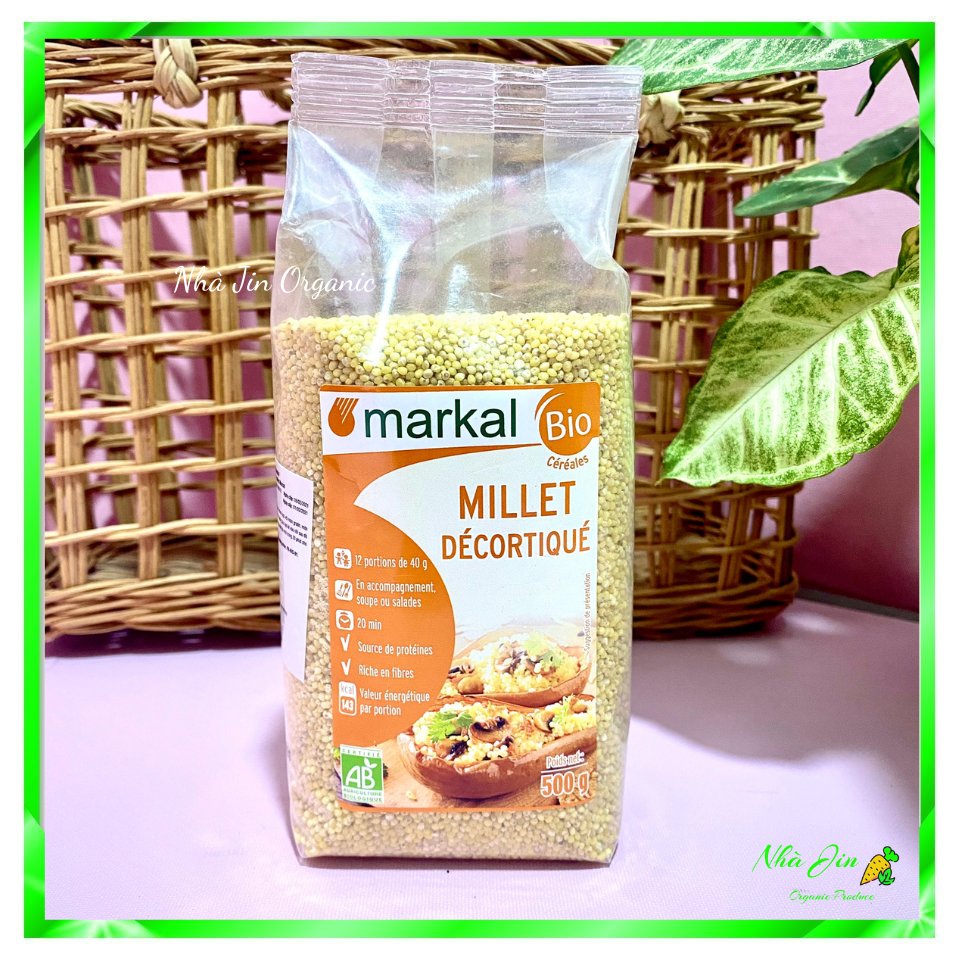 Hạt kê hữu cơ đã bóc vỏ Markal 500g, nấu chè, nấu cháo ăn dặm cho bé