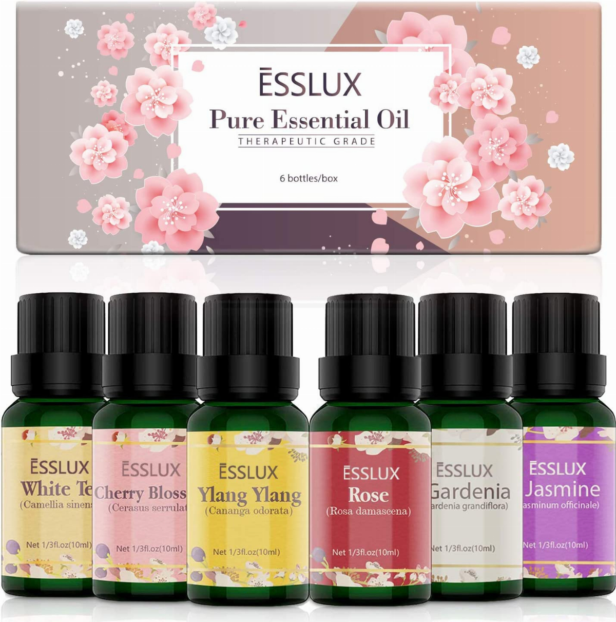 Essential Oils, ESSLUX Floral Aromatherapy Oils Gift Set, Rose