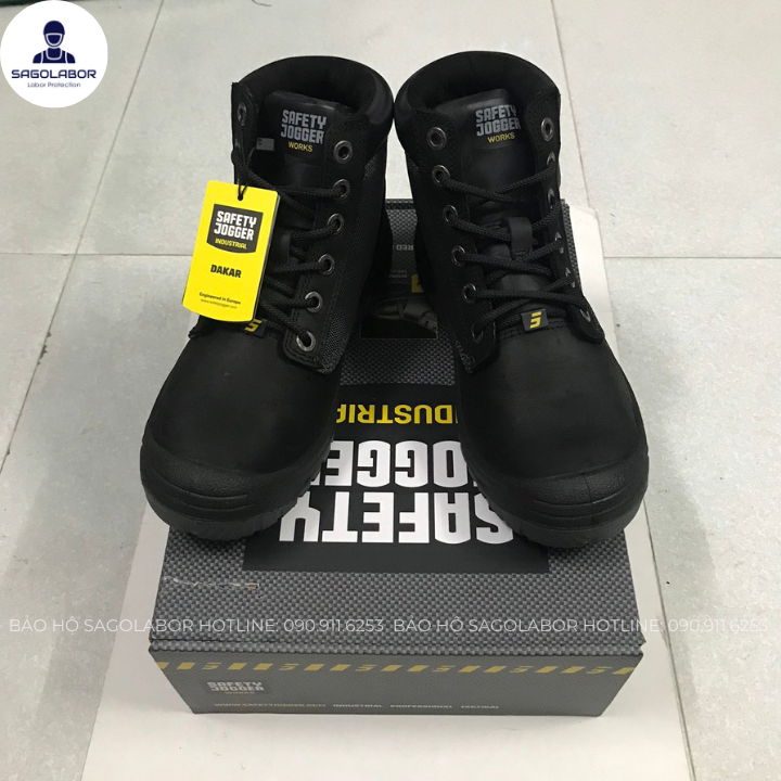 Giày bảo hộ công trình Safety Jogger DAKAR S3 cổ cao màu nâu đen da thật chống đinh nướctrượt