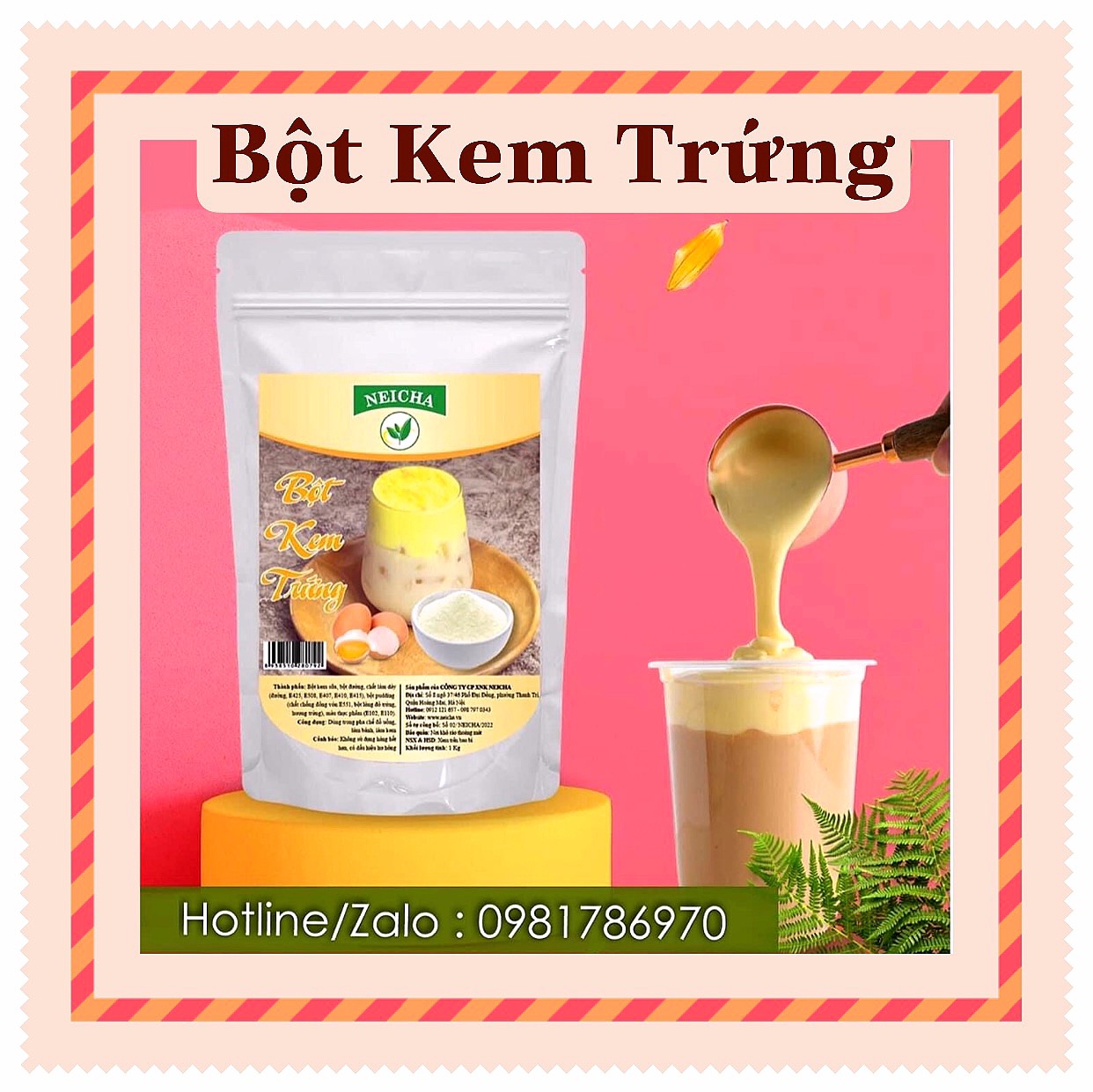 Bột kem trứng cao cấp. nguyên liệu pha chế trà sữa, trà hoa quả thơm ngon ấn tượng.
