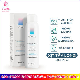 Xịt tẩy lông DETVFO Không Đau Lành Tính Dịu Nhẹ Hana Tech - Kem tẩy lông nách, tay, chân, lưng dạng xịt 150ml - Mỹ phẩm nội địa Trung Hanatech
