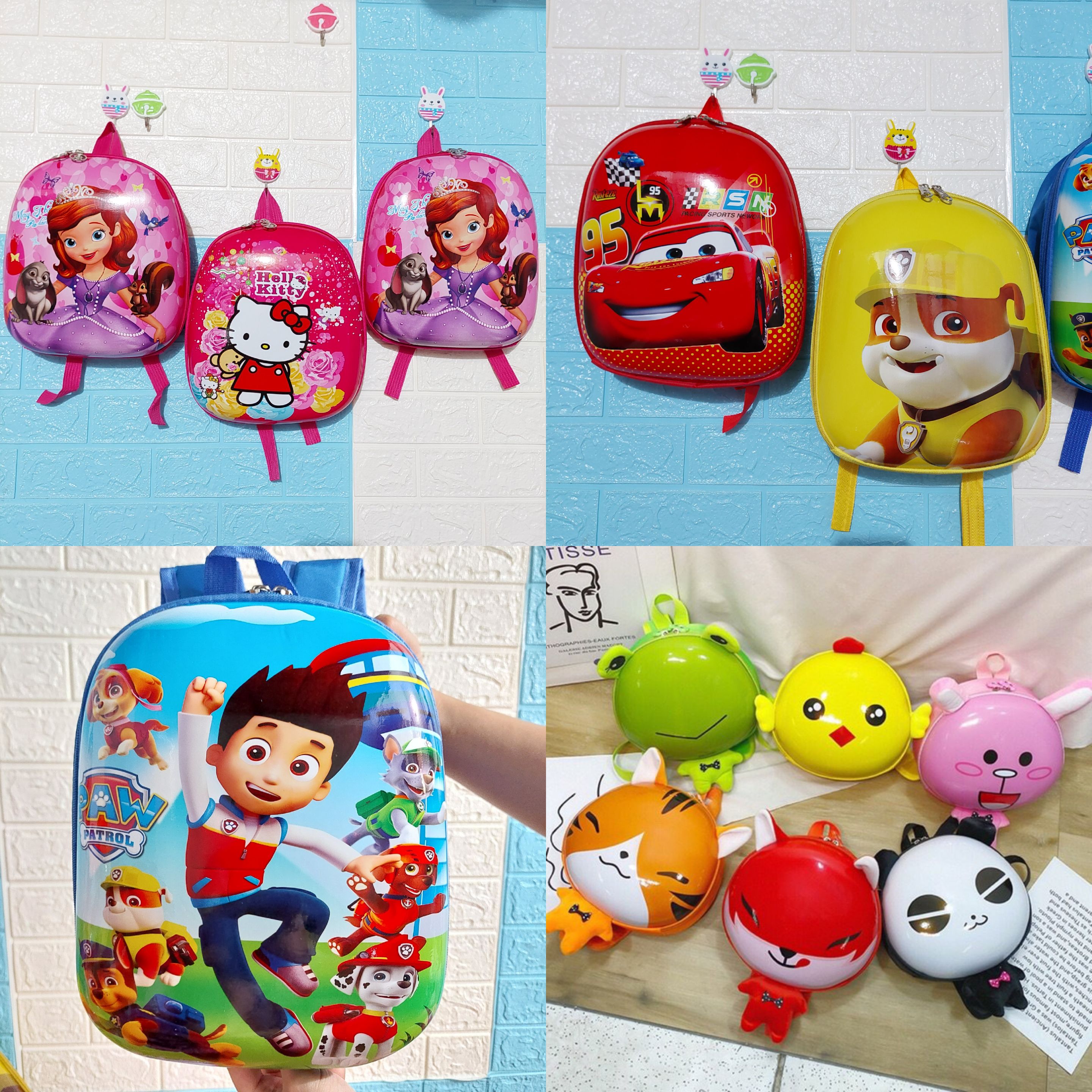 Balo cho bé mầm non, balo trứng mẫu giáo từ 1-5 tuổi ( Gà Vàng, Hổ, Heo, Chó Cứu Hộ, Ôtô, Người Nhện, Khủng Long, Kiwi...)