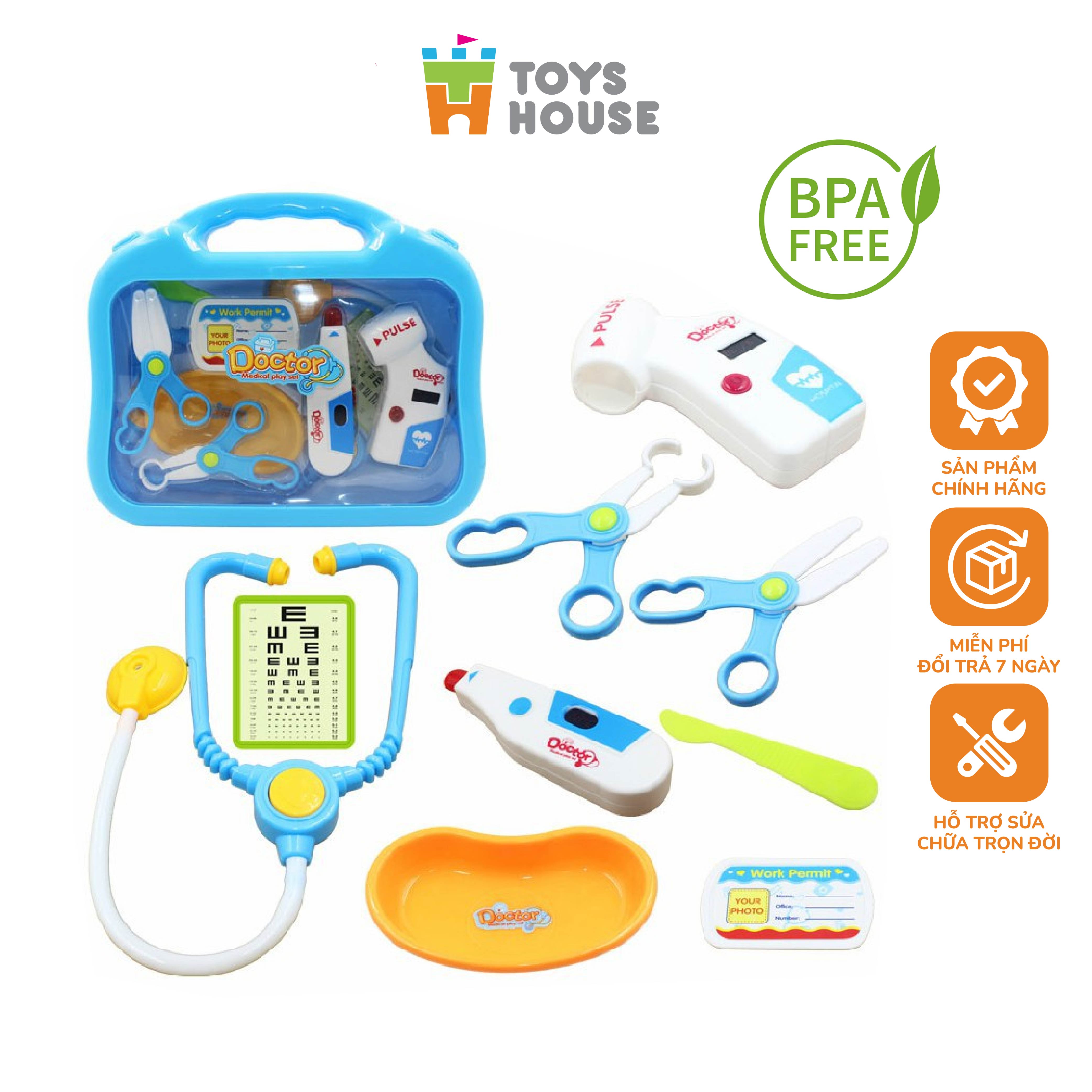 Đồ chơi bác sĩ cho bé - Vali đồ chơi bác sĩ  12 chi tiết Toyshouse 660 - hàng chính hãng