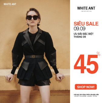 Áo Blazer Tay Liền Phối Da Nữ White Cá Tính Hàng Thiết Kế Cao Cấp 180500043.100