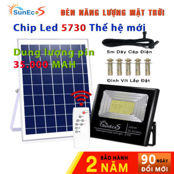 Đèn năng lượng mặt trời 300W SUNECO vỏ Nhôm đúc THẾ HỆ MỚI {HÀNG CHÍNH HÃNG} Kèm tấm pin rời siêu bền, Chip Led 5730 siêu sáng, remote thông minh cảm biến tự động, dây nối 5m, thời gian sáng 10 - 14h,  Bảo Hành 24 Tháng