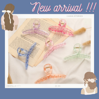 Kẹp tóc càng cua nhựa dạng xoắn trong suốt nhiều màu dễ thương dành cho bạn gái