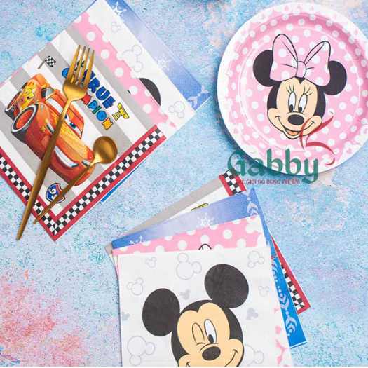 SET 20 KHĂN GIẤY LỚN DISNEY (MICKEY/MC QUEEN/ ELSA) - GABBY STORE