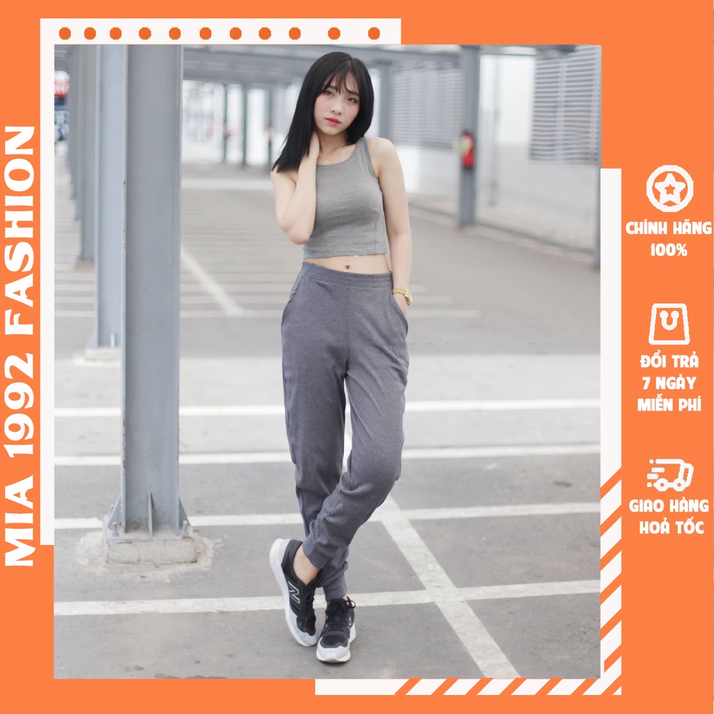 Quần jogger len tăm nữ MIA 1992 - Quần jogger nữ bo gấu thể thao cá tính