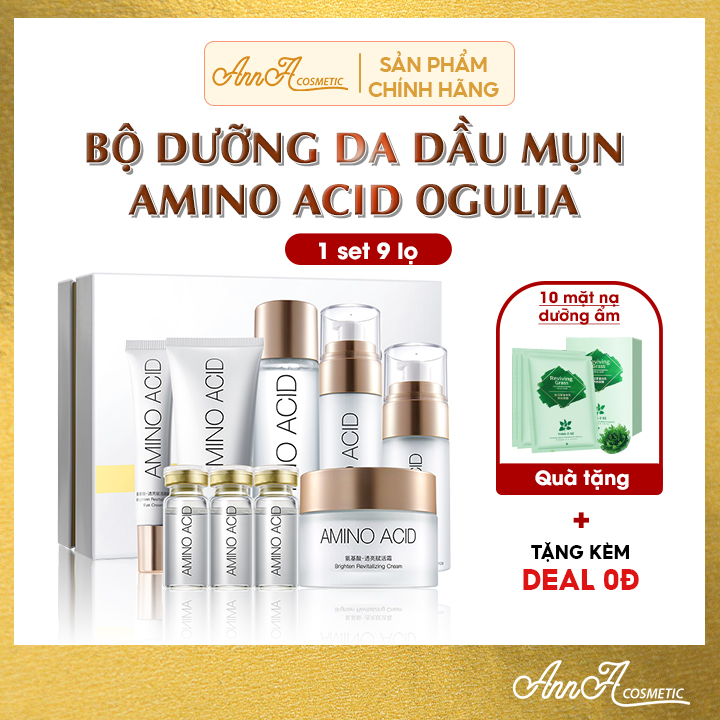 Combo Chăm Sóc Da Mặt Bộ Skincare Cho Da Dầu Mụn Bộ Mỹ Phẩm Dưỡng Da Nội Địa Trung Chính Hãng Amino Acid Ogulia Set 9 Món