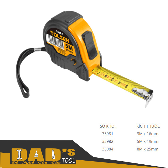 Thước cuộn thép hệ mét 3/5/8m bọc nhựa tolsen 35981/82/84