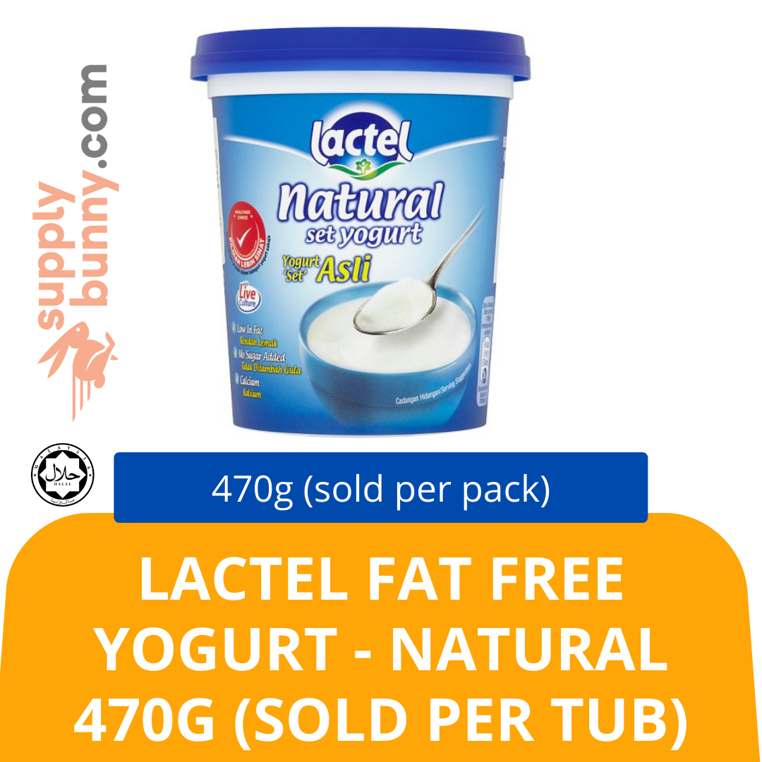 LACTEL Fat Free Yogurt - Natural 470g (sold per tub) Halal