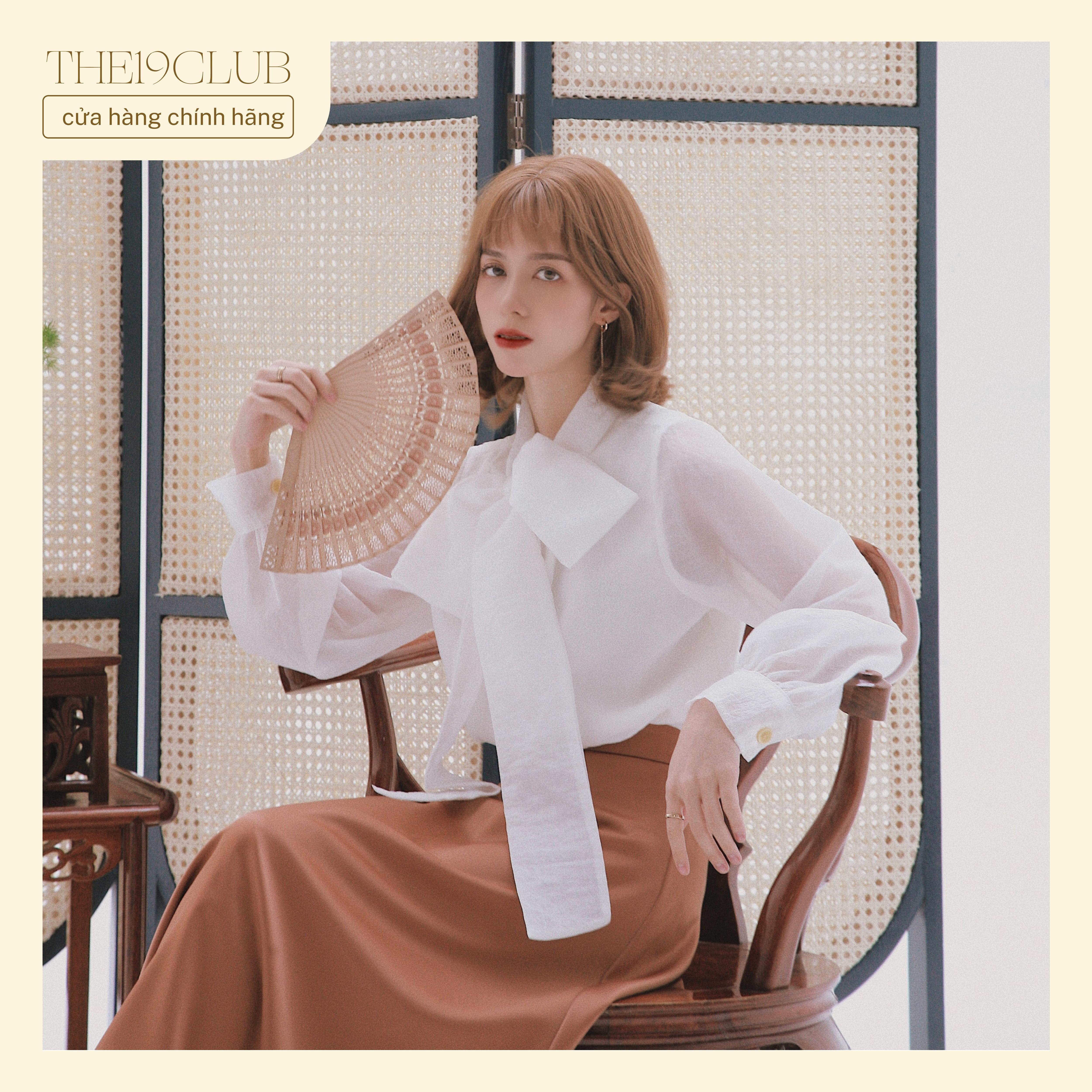The19club - áo sơ mi voan cổ buộc nơ 4 màu sắc - ella shirt
