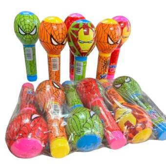 Lố 6 Quả kẹo dẻo trái cây superman  hình quả chùy siêu nhân nhện nhiều màu cho trẻ  khám phá.