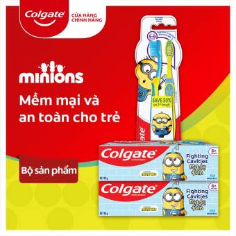 Bộ 2 kem đánh răng 90g và bản chải Colgate cho trẻ em Minion
