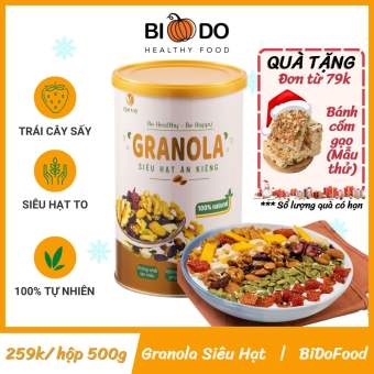 Granola Siêu Hạt Ngũ Cốc Ăn Kiêng Quê Việt 500g - Bí Đỏ Food - Hạt Trái Cây Sấy Ngon