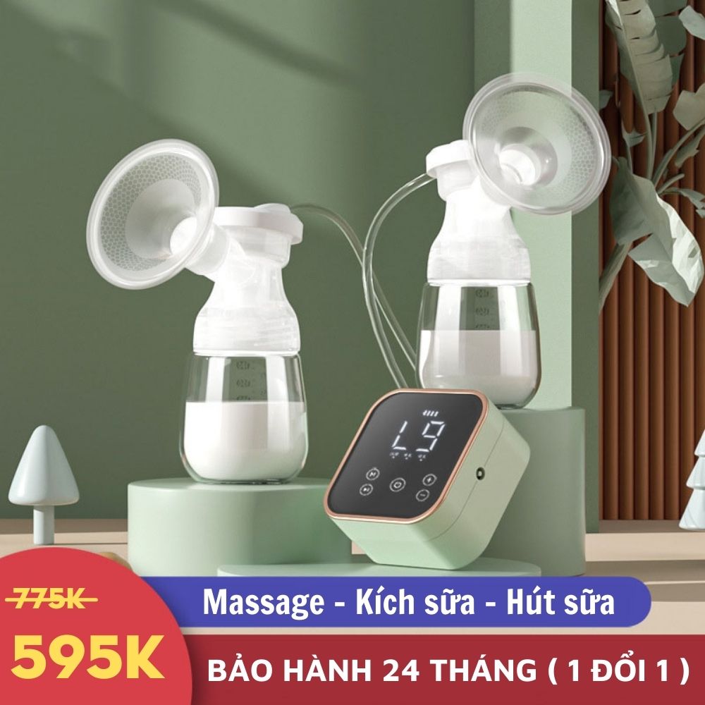 Máy hút sữa điện đôi 4 chức năng 9 cấp lực, massage, kích sữa, hút sữa không đau - Thỏ Hồng Kids