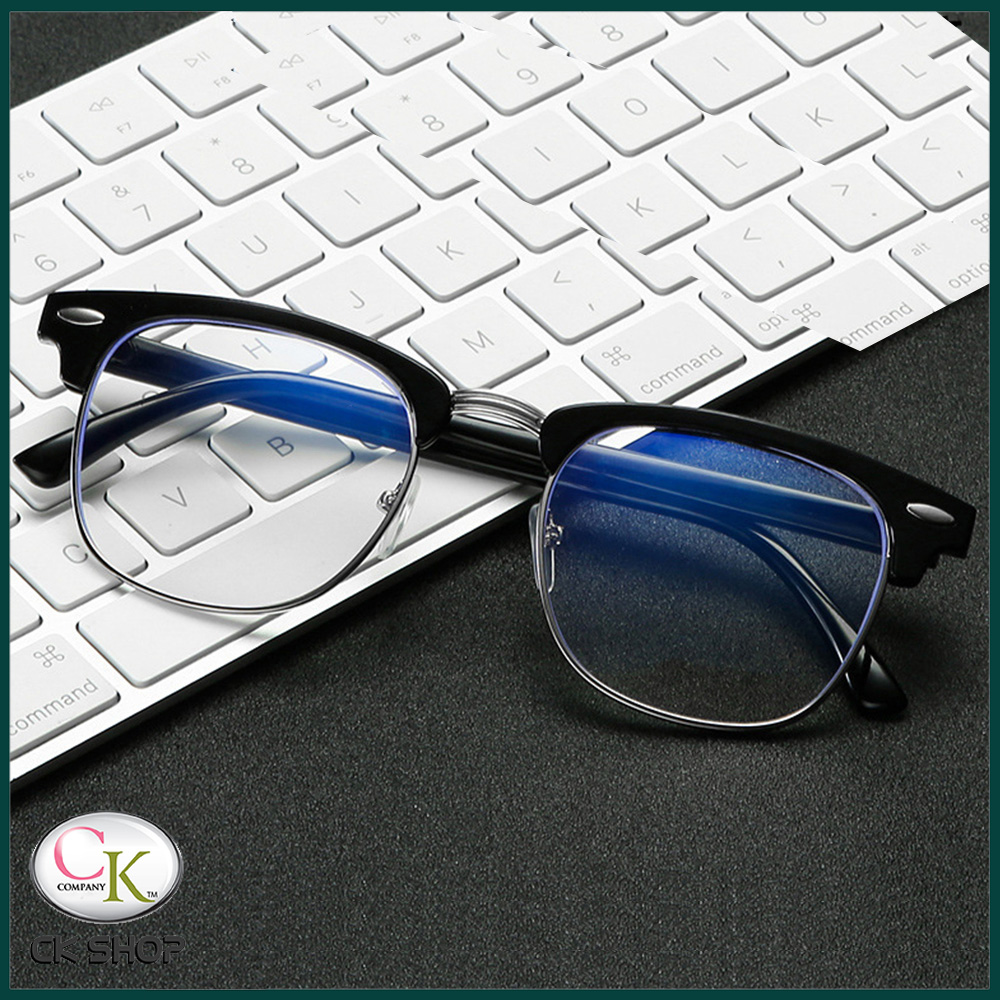 Gọng kính cận nam nữ mắt tròn oval  GC3016, tròng kính giả cận 0 độ chống ánh sáng xanh, tia UV