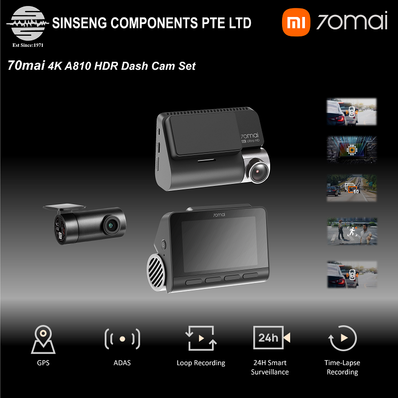 1Year Local 70mai Official Warranty] Xiaomi 70mai Car Dash Cam A400 A800s  A500s 4K 2.5K Car With Rear Camera