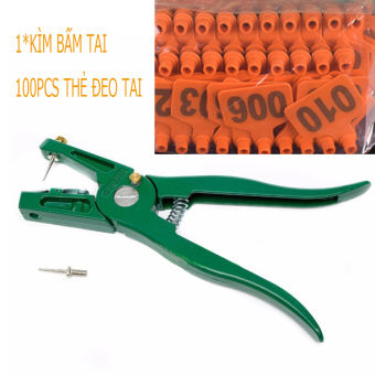 100pcs thẻ đao tai lợn heo thẻ đeo tai dê màu cam, kìm bấm tai thẻ deo tai