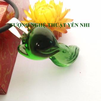 Dây chuyền phong thủy Hồ Ly pha lê xanh lá mặt 3,5x1,8cm